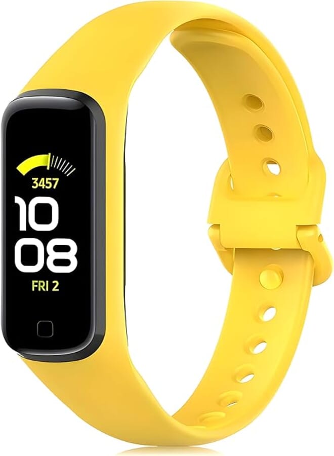 Next store Compatible with Samsung Galaxy Fit 2 (SM-R220) Fitness Tracker Replacement Band for Women Men, Adjustable Soft Silicone Replacement Band (Yellow)